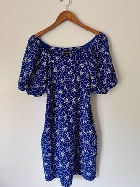 NWT Harper 241 Cobalt Blue Off shoulder floral embroidered sheath dress sz. 6